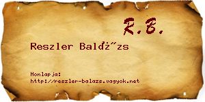 Reszler Balázs névjegykártya